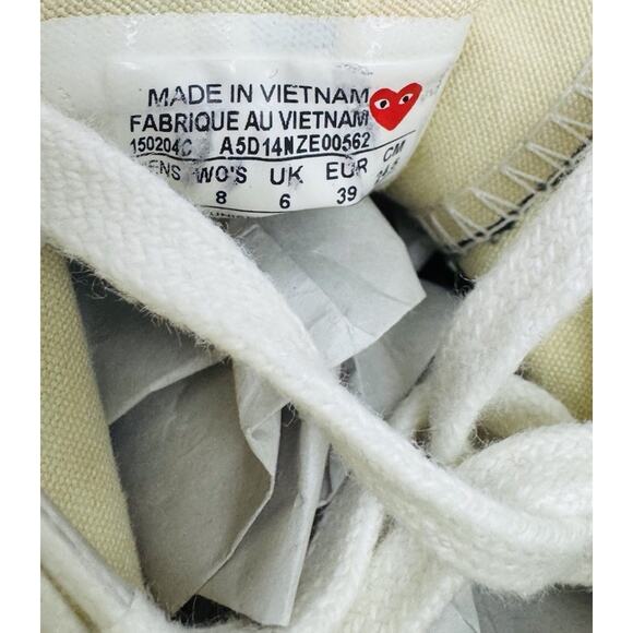 Converse X Play Comme Des Garçons Chuck Taylor High Tops Mens 6 Womens 8 - Picture 9 of 10